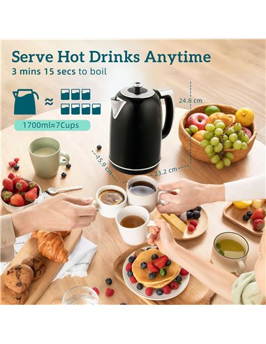 HOMCOM Polished Retro 40-100°C Kettle and Toaster Set - Black