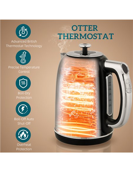 HOMCOM Polished Retro 40-100°C Kettle and Toaster Set - Black