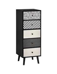 HOMCOM Chest of Drawers, 5 Drawer Dresser, Vertical Storage Organizer Unit for Bedroom, Living Room