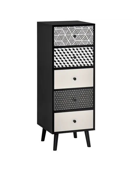 HOMCOM Chest of Drawers, 5 Drawer Dresser, Vertical Storage Organizer Unit for Bedroom, Living Room