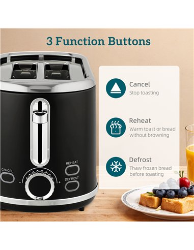 HOMCOM Polished Retro 40-100°C Kettle and Toaster Set - Black