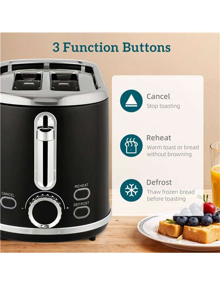 HOMCOM Polished Retro 40-100°C Kettle and Toaster Set - Black