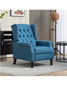 HOMCOM 150° Reclining Vintage Armchair, with footrest - Blue 2