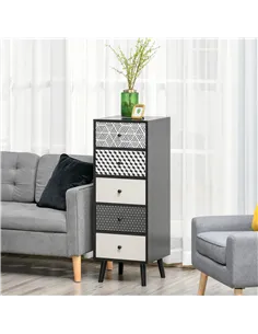 HOMCOM Chest of Drawers, 5 Drawer Dresser, Vertical Storage Organizer Unit for Bedroom, Living Room 2