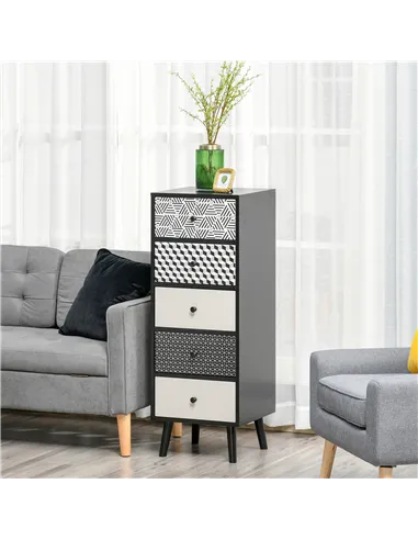 HOMCOM Chest of Drawers, 5 Drawer Dresser, Vertical Storage Organizer Unit for Bedroom, Living Room