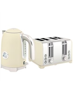 HOMCOM Retro 3000W Kettle and Toaster Set - Cream