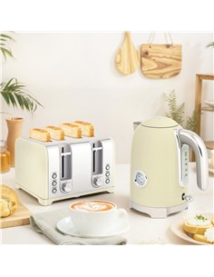 HOMCOM Retro 3000W Kettle and Toaster Set - Cream 2