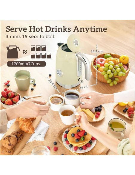 HOMCOM Retro 3000W Kettle and Toaster Set - Cream