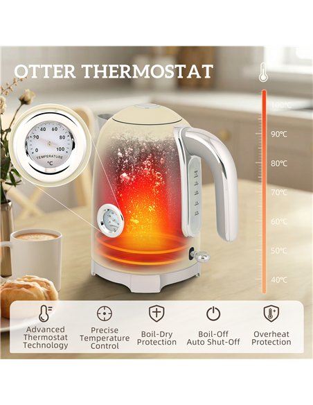 HOMCOM Retro 3000W Kettle and Toaster Set - Cream