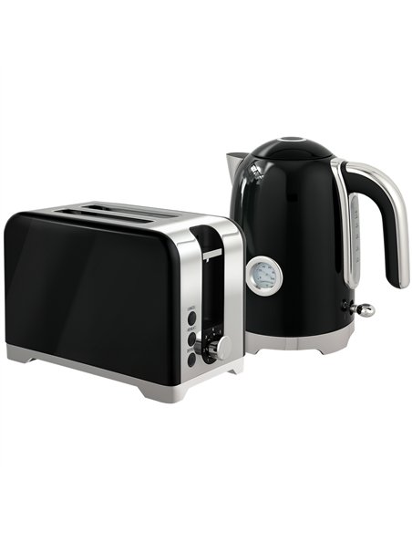 HOMCOM Retro Toaster and Kettle Set - Black
