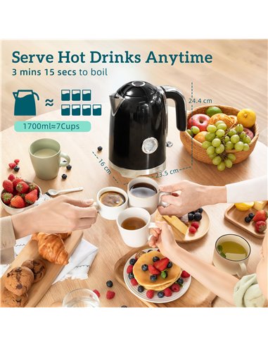 HOMCOM Retro Toaster and Kettle Set - Black