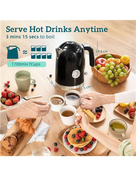 HOMCOM Retro Toaster and Kettle Set - Black