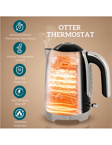 HOMCOM Retro Toaster and Kettle Set - Black