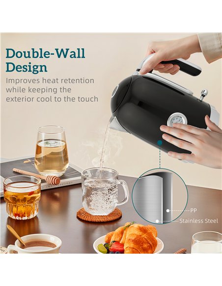 HOMCOM Retro Toaster and Kettle Set - Black