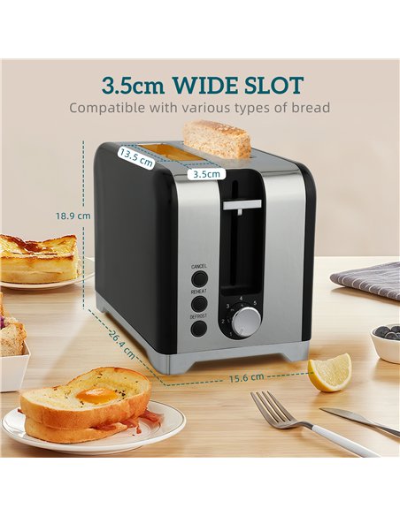 HOMCOM Retro Toaster and Kettle Set - Black