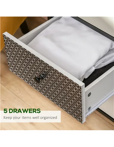 HOMCOM Chest of Drawers, 5 Drawer Dresser, Vertical Storage Organizer Unit for Bedroom, Living Room