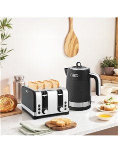 HOMCOM Sleek Textured Kettle and Four-Slice Toaster Set - Black 2