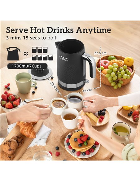 HOMCOM Sleek Textured Kettle and Four-Slice Toaster Set - Black