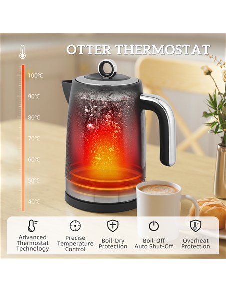 HOMCOM Sleek Textured Kettle and Four-Slice Toaster Set - Black