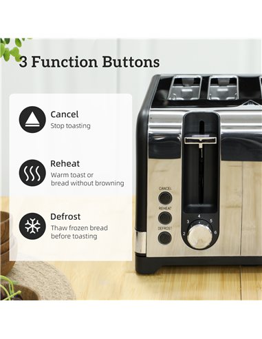 HOMCOM Sleek Textured Kettle and Four-Slice Toaster Set - Black