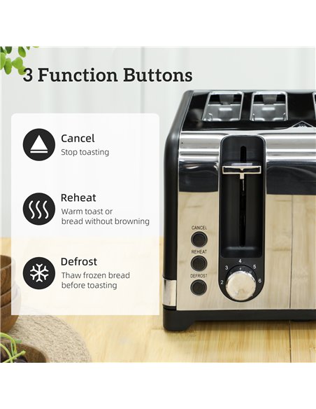 HOMCOM Sleek Textured Kettle and Four-Slice Toaster Set - Black