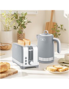 HOMCOM Sleek Textured Kettle and Toaster Set - Grey 2
