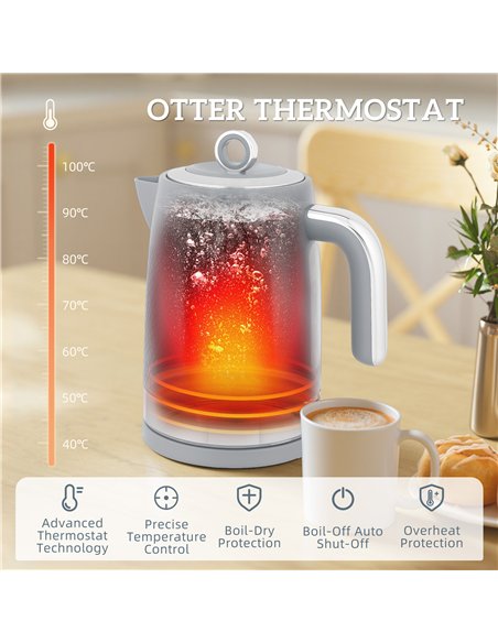 HOMCOM Sleek Textured Kettle and Toaster Set - Grey