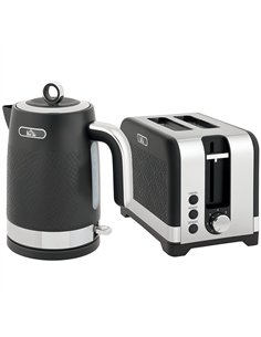 HOMCOM Sleek Textured Kettle and Toaster Set - Black