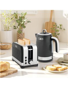 HOMCOM Sleek Textured Kettle and Toaster Set - Black 2