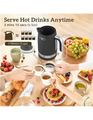 HOMCOM Sleek Textured Kettle and Toaster Set - Black