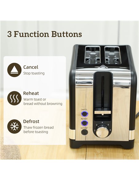 HOMCOM Sleek Textured Kettle and Toaster Set - Black