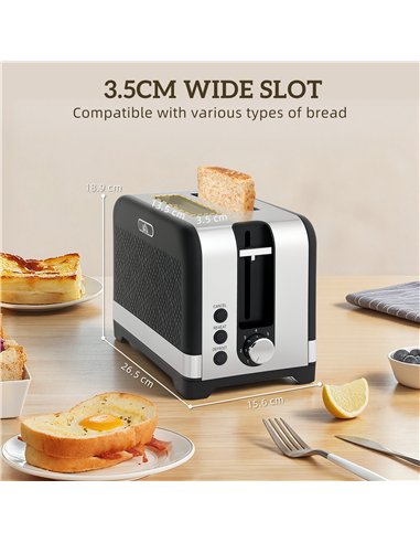 HOMCOM Sleek Textured Kettle and Toaster Set - Black