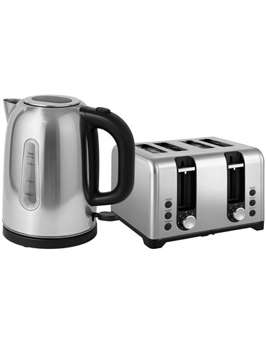 HOMCOM Kettle and Toaster Set, 1.7L 3000W Rapid Boil Jug Kettle with Otter Thermostat, Limescale Filter, 4 Slice Toaster with 7 