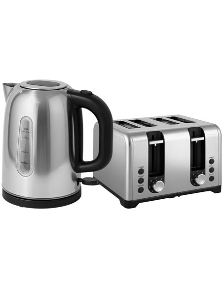 HOMCOM Kettle and Toaster Set, 1.7L 3000W Rapid Boil Jug Kettle with Otter Thermostat, Limescale Filter, 4 Slice Toaster with 7 