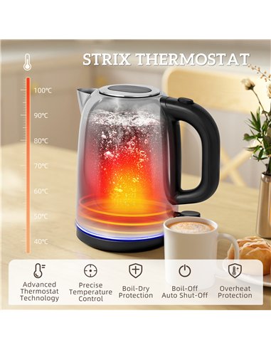 HOMCOM Kettle and Toaster Set, 1.7L 3000W Rapid Boil Jug Kettle with Otter Thermostat, Limescale Filter, 4 Slice Toaster with 7 