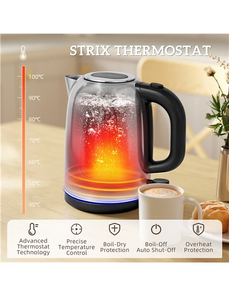 HOMCOM Kettle and Toaster Set, 1.7L 3000W Rapid Boil Jug Kettle with Otter Thermostat, Limescale Filter, 4 Slice Toaster with 7 