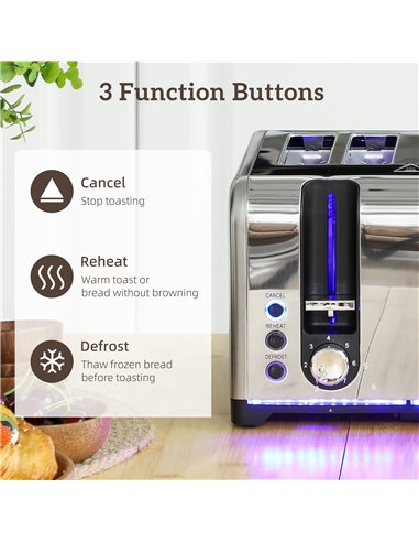 HOMCOM Kettle and Toaster Set, 1.7L 3000W Rapid Boil Jug Kettle with Otter Thermostat, Limescale Filter, 4 Slice Toaster with 7 