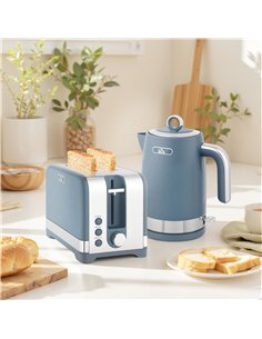HOMCOM Sleek Textured Kettle and Toaster Set - Blue 2