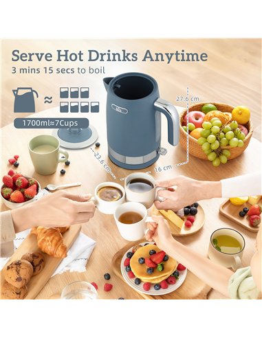 HOMCOM Sleek Textured Kettle and Toaster Set - Blue