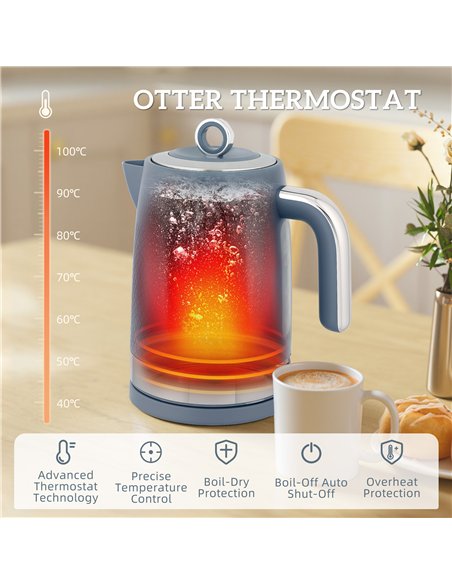 HOMCOM Sleek Textured Kettle and Toaster Set - Blue