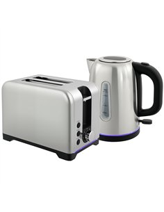 HOMCOM Simple Polished Toaster and Kettle Set - Silver Tone