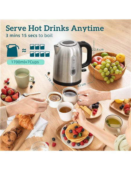 HOMCOM Simple Polished Toaster and Kettle Set - Silver Tone