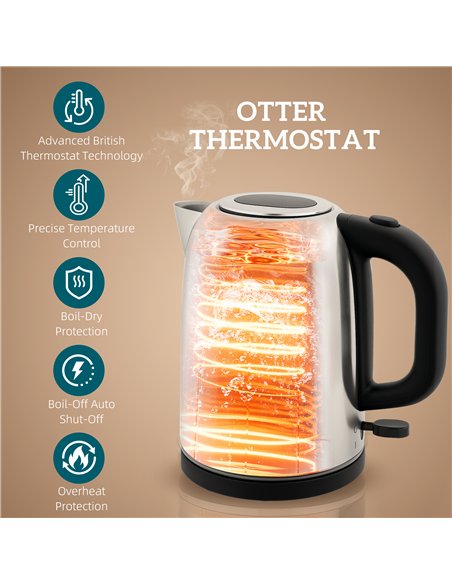 HOMCOM Simple Polished Toaster and Kettle Set - Silver Tone