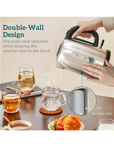 HOMCOM Simple Polished Toaster and Kettle Set - Silver Tone