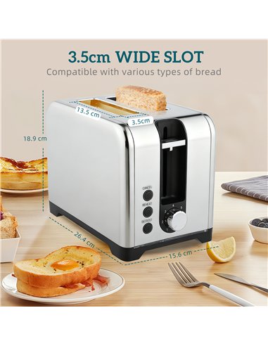 HOMCOM Simple Polished Toaster and Kettle Set - Silver Tone