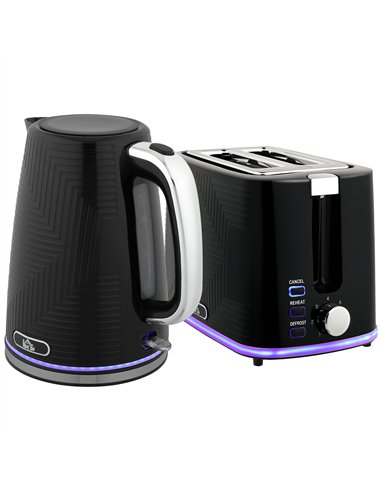 HOMCOM Modern Kettle and Toaster Set - Black