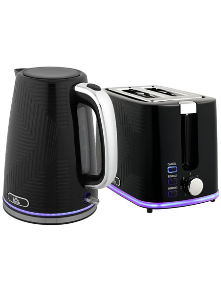 HOMCOM Modern Kettle and Toaster Set - Black