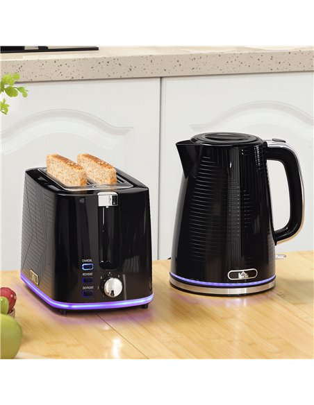 HOMCOM Modern Kettle and Toaster Set - Black