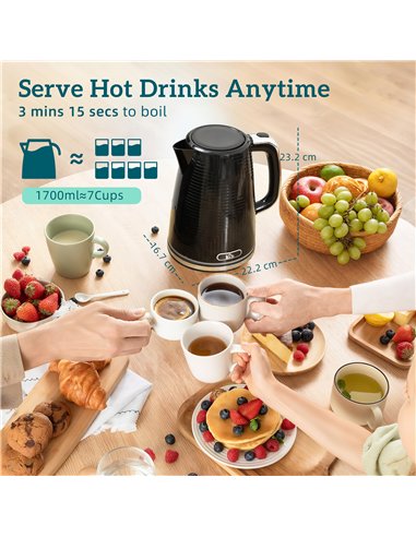 HOMCOM Modern Kettle and Toaster Set - Black