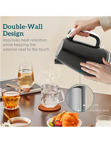 HOMCOM Modern Kettle and Toaster Set - Black